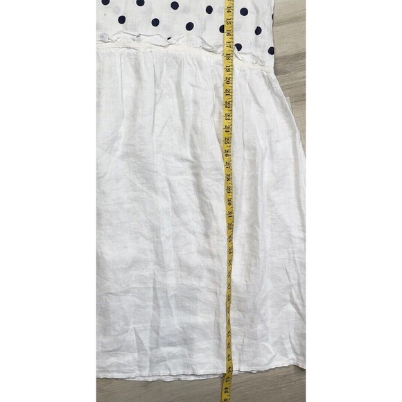 100% Lin Blanc Polka Dot Linen Dress. Size: 54 L/XL - Picture 6 of 10